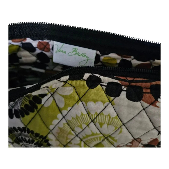 VERA BRADLEY COCOA MOSS - On The Go Purse Bag Tote, Brown Black White Green - Picture 6 of 9